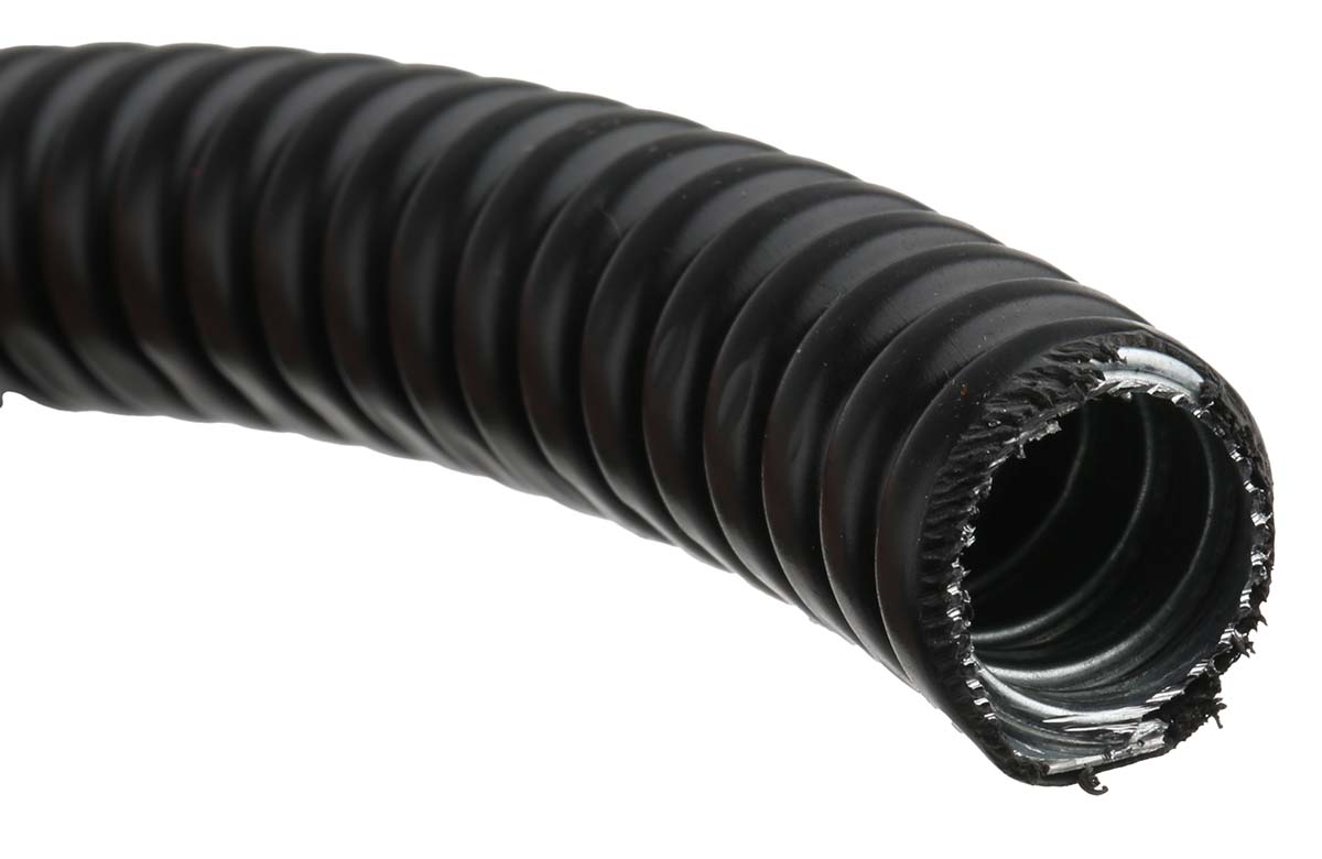 Adaptaflex, 16 mm Nominal Diameter, Polyvinyl Chloride, Galvanised Steel, Black