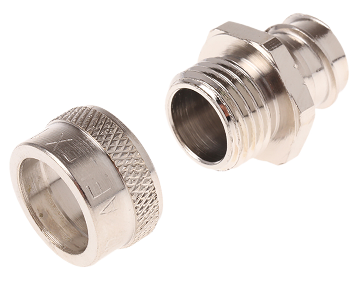 Adaptaflex Nickel, Conduit Fitting, 16 mm Nominal Size, M16, Brass, Silver IP54 rating