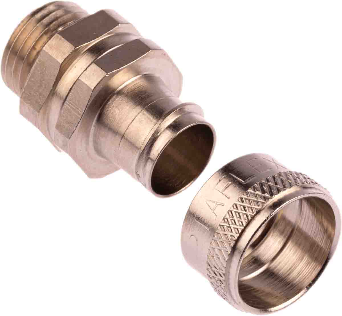 Adaptaflex Nickel, Conduit Fitting, 16 mm Nominal Size, M16, Brass, Silver IP54 rating