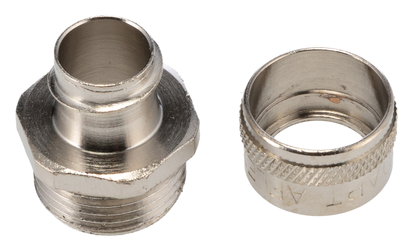Adaptaflex Fitting Nickel Plated Brass, Conduit Fitting, 9.5 mm Nominal Size, M20, Brass, Silver IP54 rating