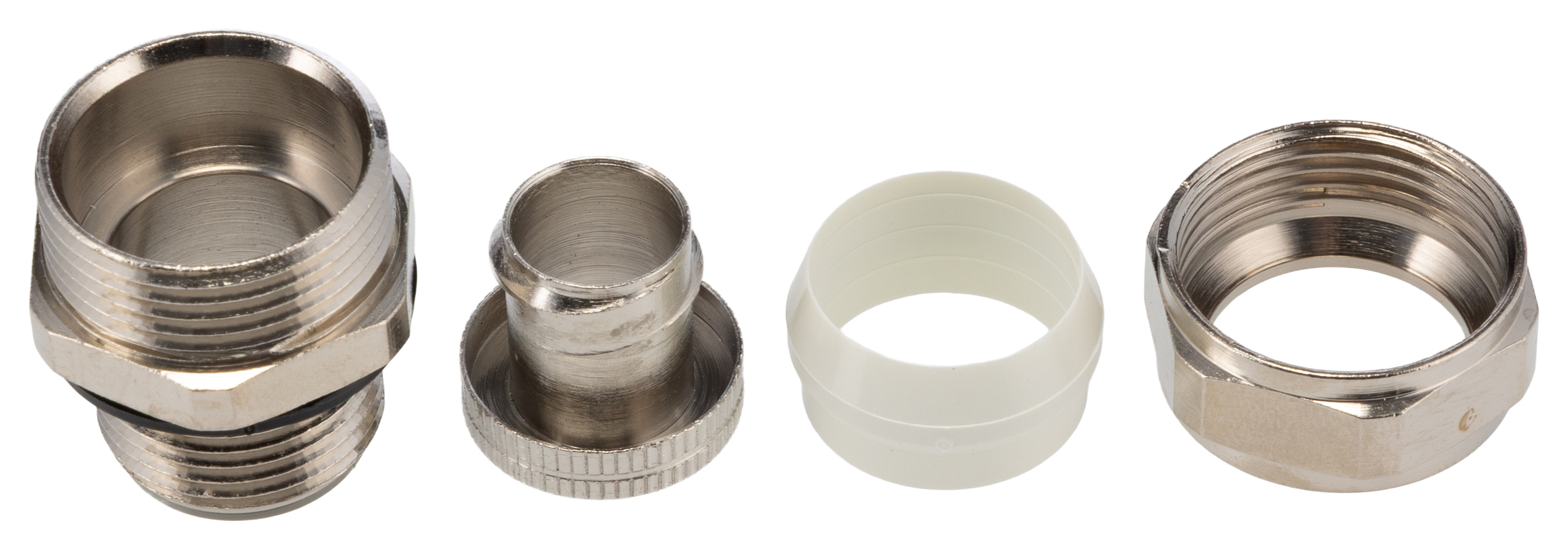 Adaptaflex Fitting Nickel Plated Brass, Conduit Fitting, 9.5 mm Nominal Size, M20, Brass, Silver IP65 rating