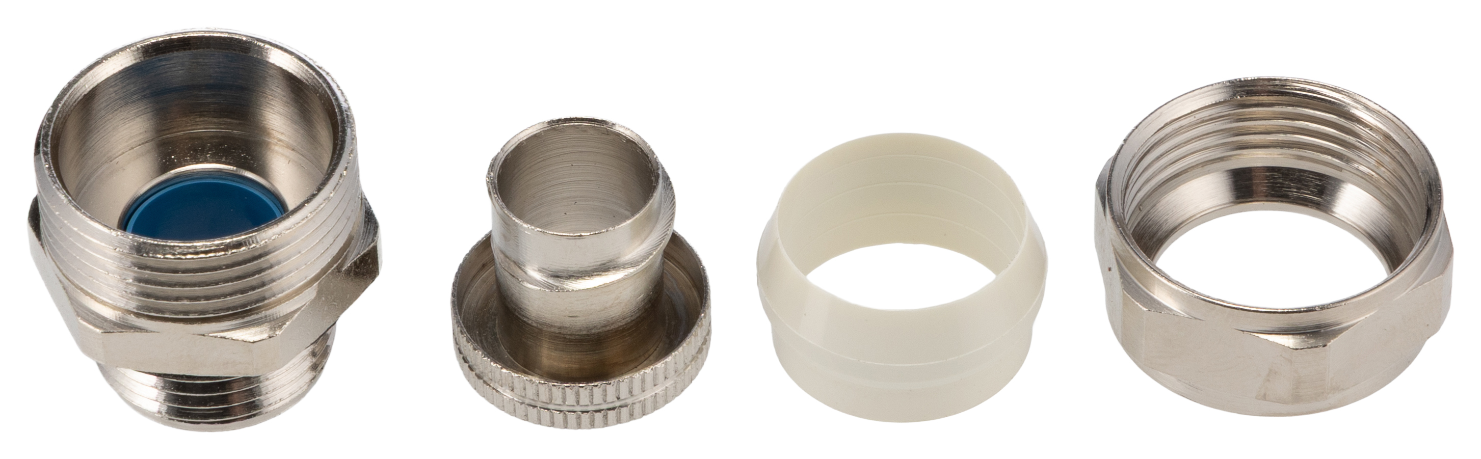 Adaptaflex Fitting Nickel Plated Brass, Conduit Fitting, 9.5 mm Nominal Size, PG11, Brass, Silver IP65 rating