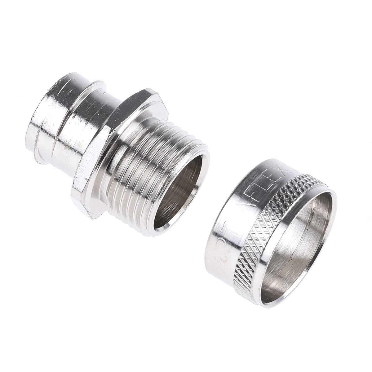 Adaptaflex Nickel, Conduit Fitting, 20 mm Nominal Size, M20, Brass, Silver IP54 rating