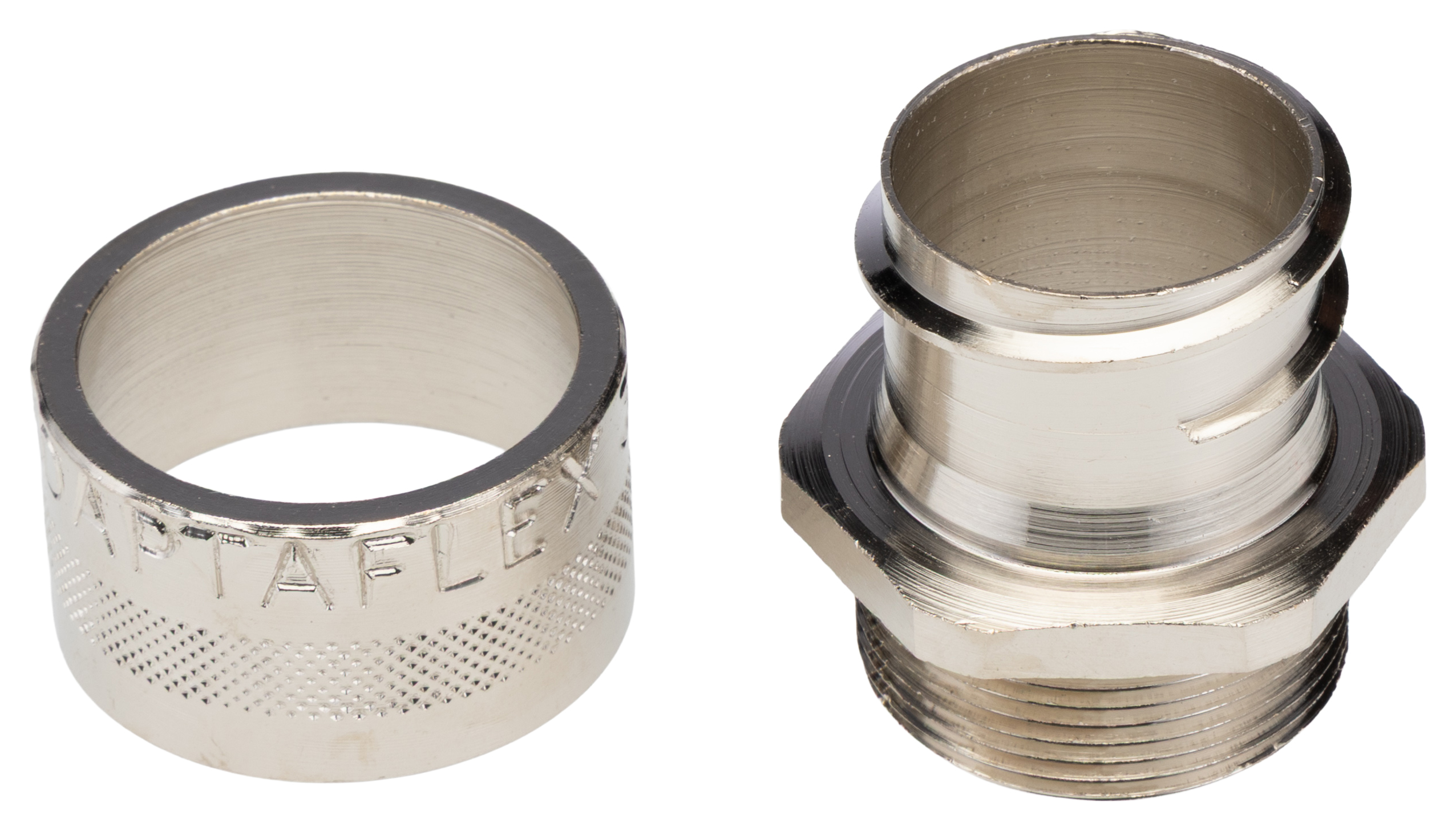Adaptaflex Fitting Nickel Plated Brass, Conduit Fitting, 32 mm Nominal Size, M32, Brass, Silver IP54 rating