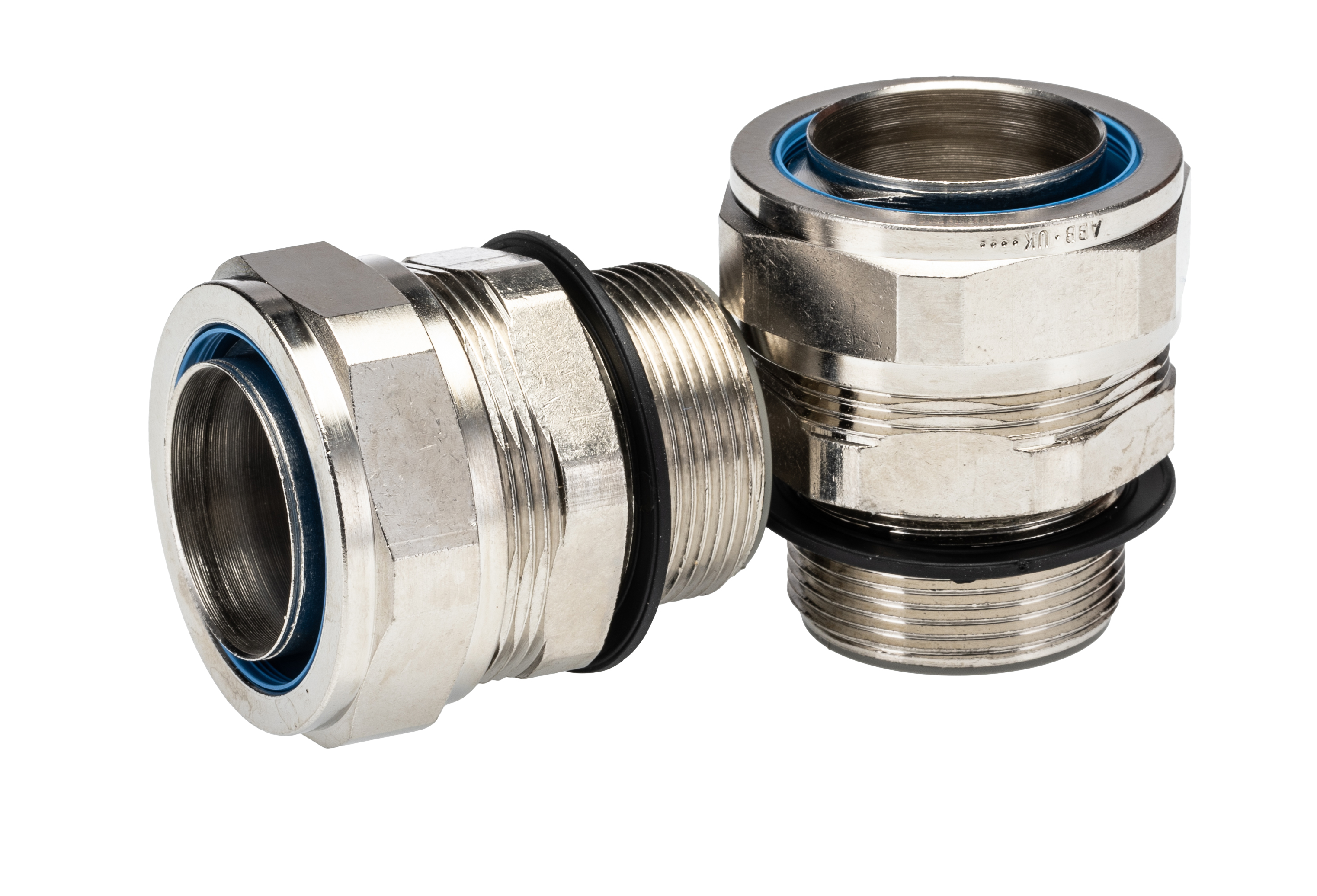 Adaptaflex Nickel, Conduit Fitting, 32 mm Nominal Size, M32, Brass, Silver IP65 rating