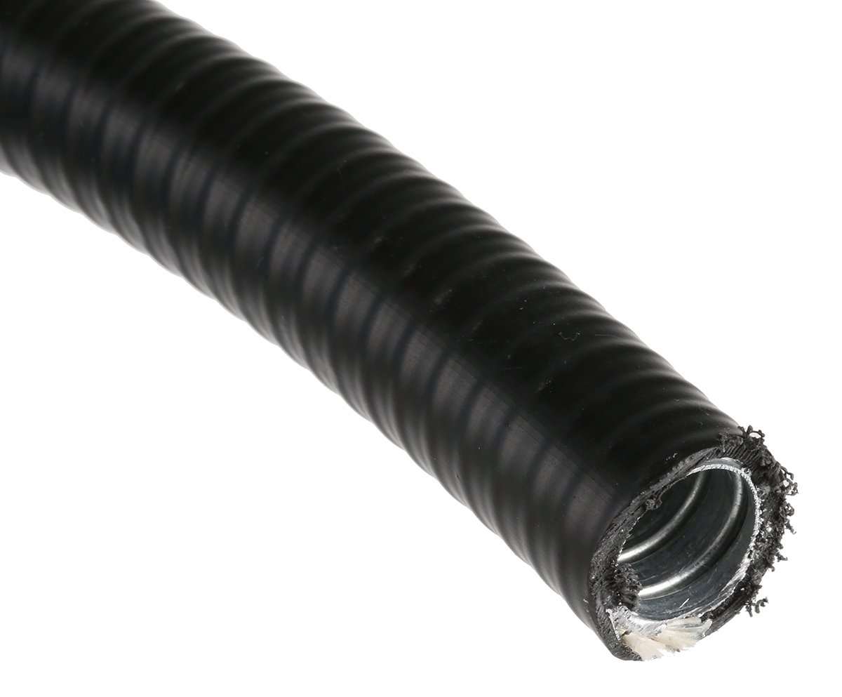 Adaptaflex, 16 mm Nominal Diameter, Polyvinyl Chloride, Galvanised Steel, Black