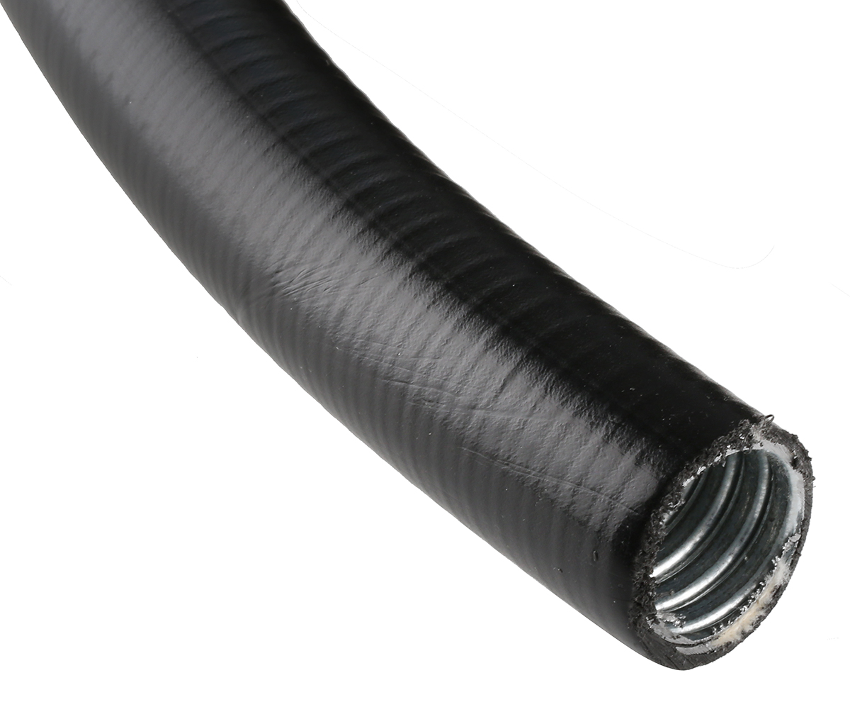 Adaptaflex, 25 mm Nominal Diameter, Polyvinyl Chloride, Galvanised Steel, Black