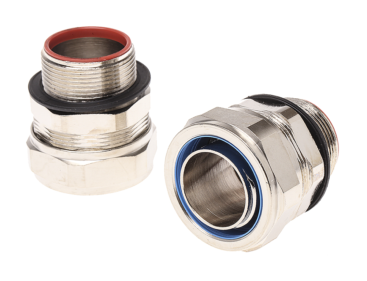 Adaptaflex Conduit Nickel Plated, Conduit Fitting, 32 mm Nominal Size, M32, Brass, Silver IP68, IP67, IP66, IP69K