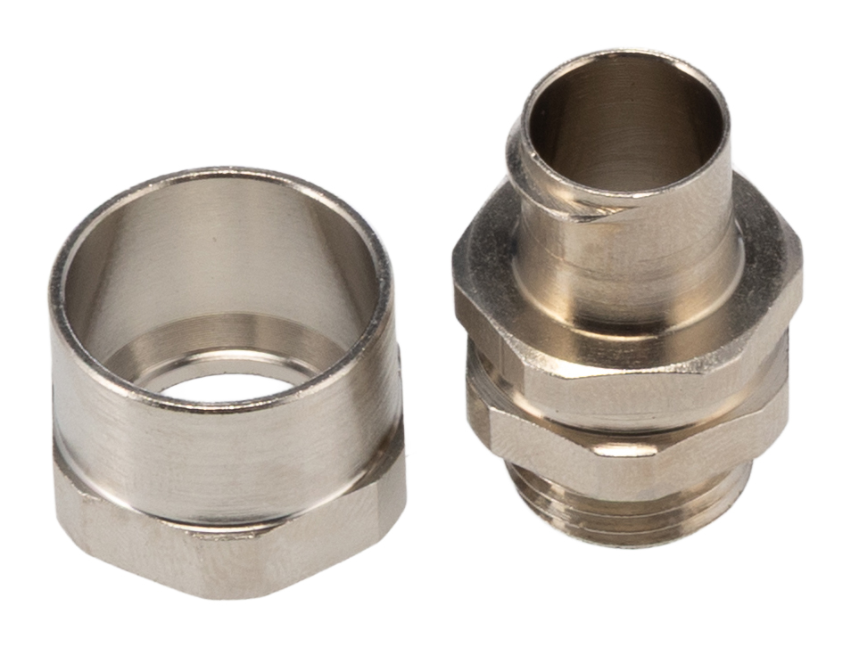 Adaptaflex Fitting Nickel Plated Brass, Conduit Fitting, 9.5 mm Nominal Size, M16, Brass, Silver IP54 rating