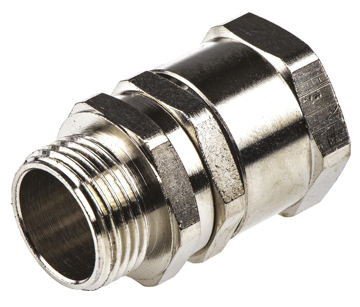 Adaptaflex Conduit Nickel, Conduit Fitting, 20 mm Nominal Size, M20, Brass, Silver IP54 rating