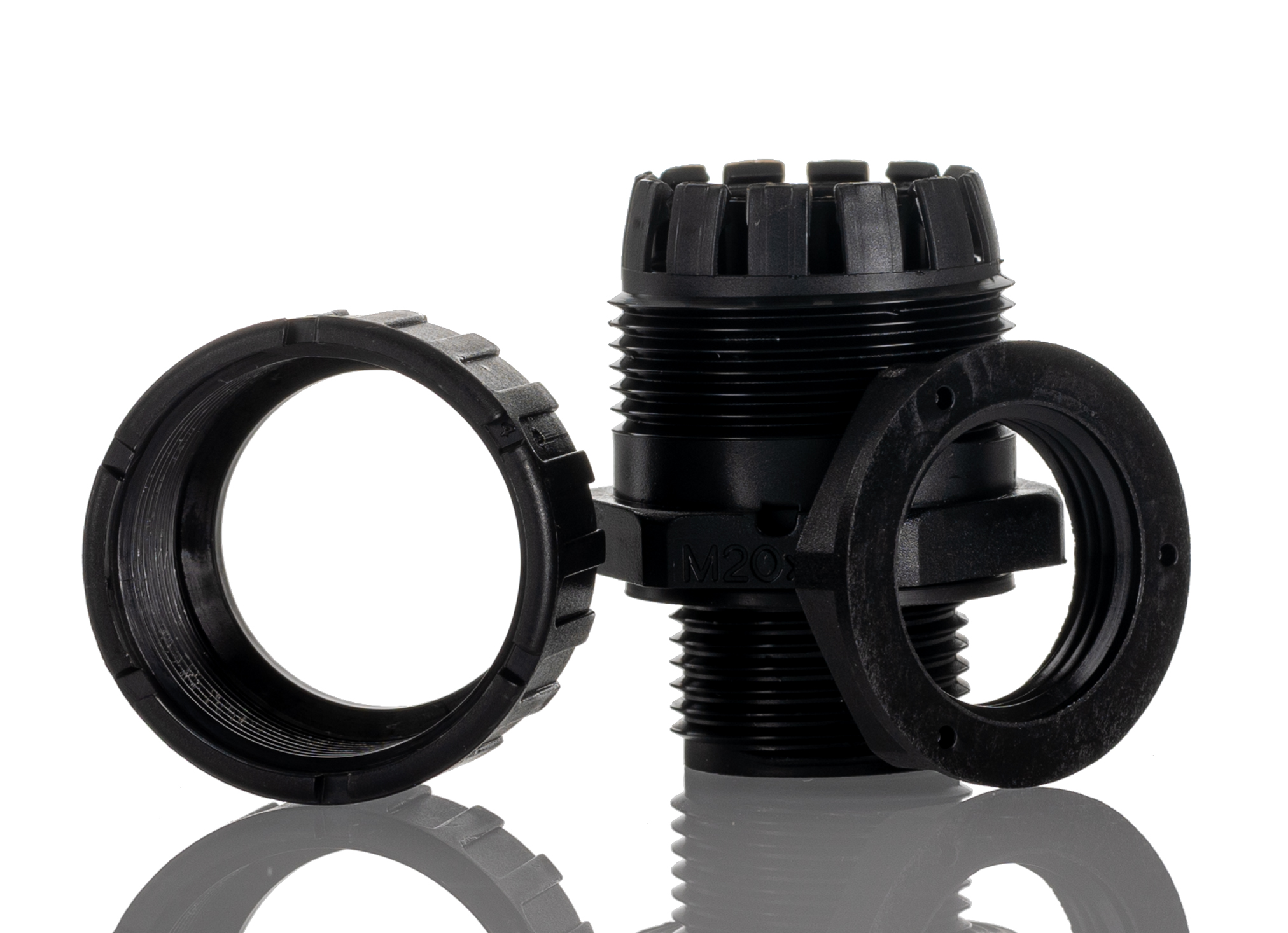 Adaptaflex Non-Metallic System Black, Conduit Fitting, 20 mm Nominal Size, M20, Polyamide 66, Black IP65 rating