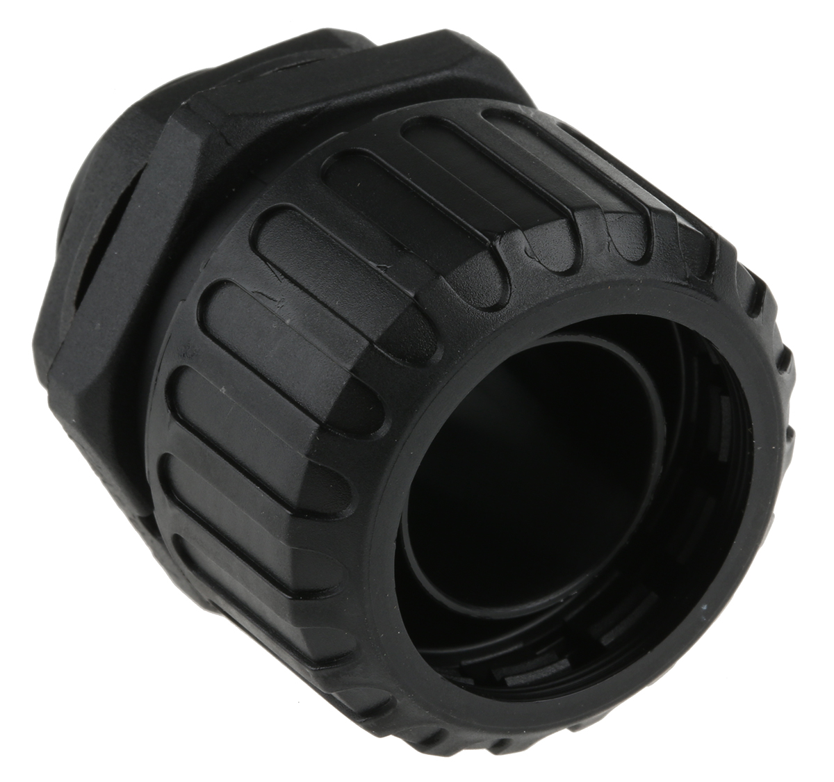 Adaptaflex Non-Metallic System Black, Conduit Fitting, 25 mm Nominal Size, M25, Polyamide 66, Black IP65 rating