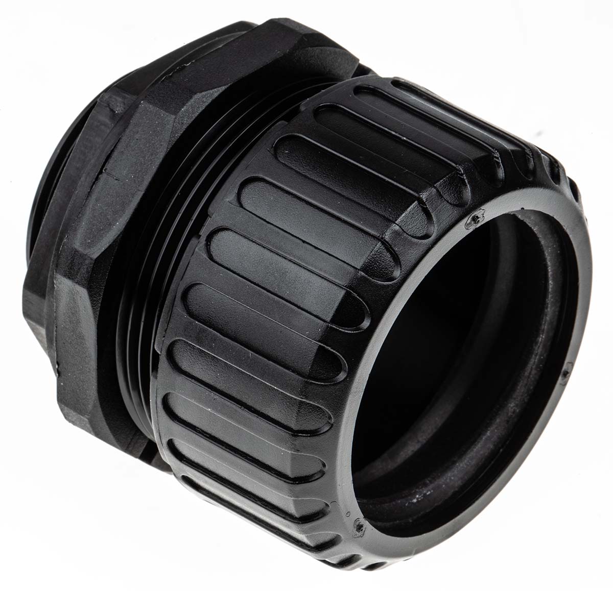 Adaptaflex Non-Metallic System Black, Conduit Fitting, 40 mm Nominal Size, M40, Polyamide 66, Black IP65 rating