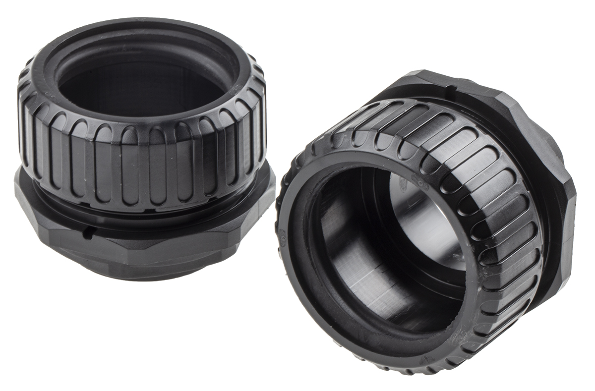 Adaptaflex Non-Metallic System Black, Conduit Fitting, 50 mm Nominal Size, M50, Polyamide 66, Black IP65 rating