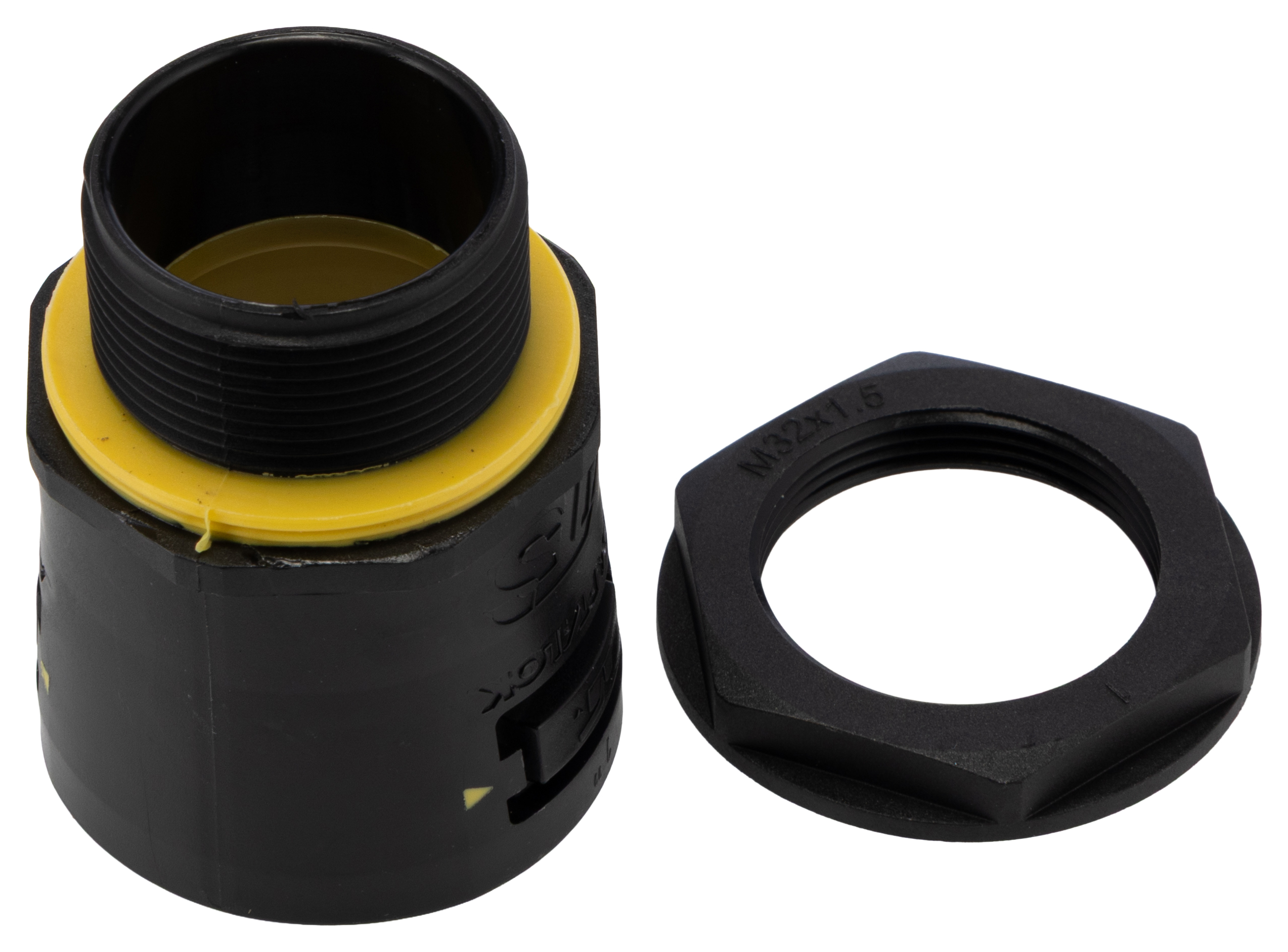 Adaptaflex Fitting, Conduit Fitting, 34 mm Nominal Size, M32, Polyamide 66, Black IP6X, IPX8, IP68, IP69K rating
