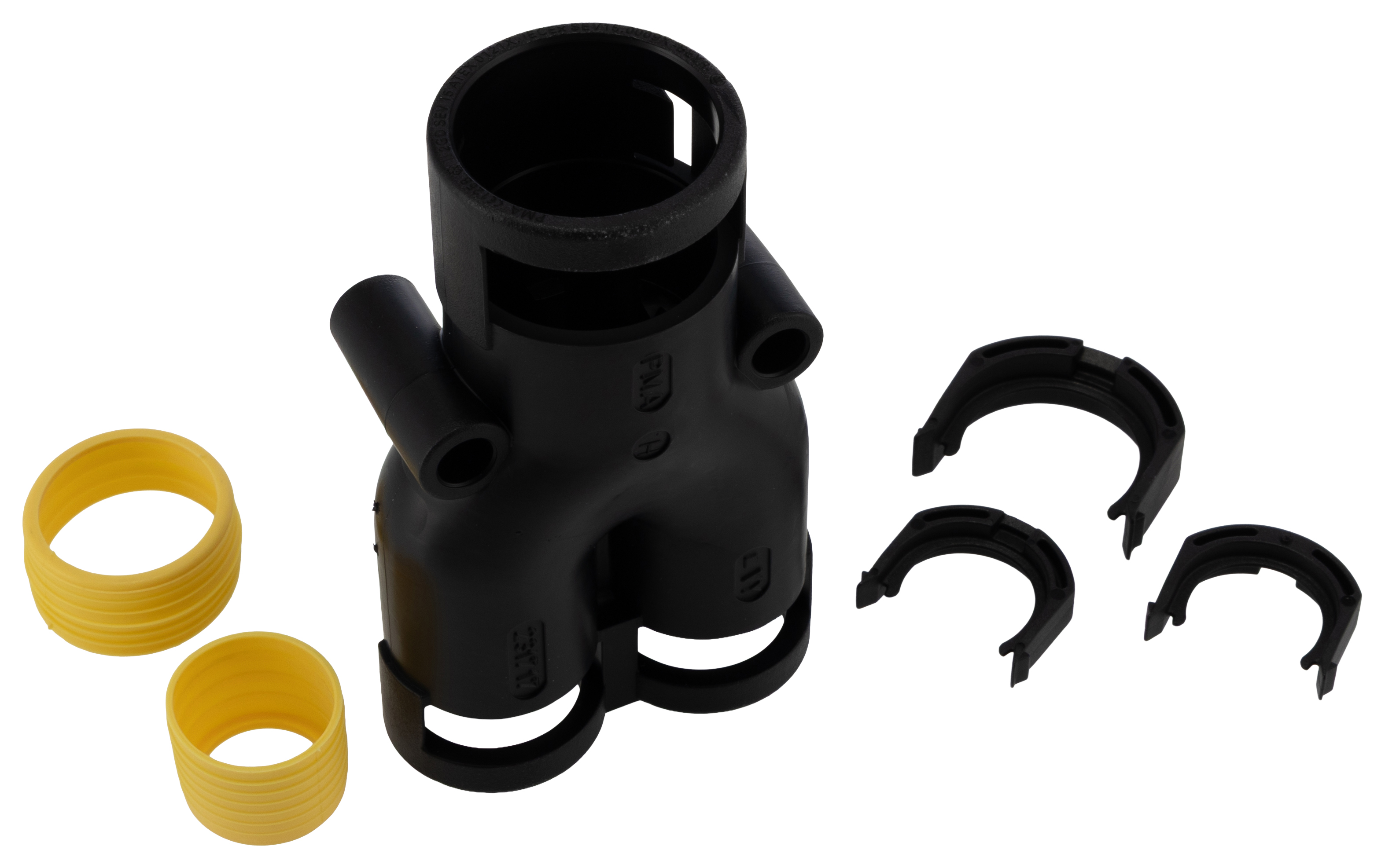 Kopex Nickel (Thread), Conduit Fitting, 23 mm Nominal Size, 2 x M6, Nylon 12, Black IP68 rating
