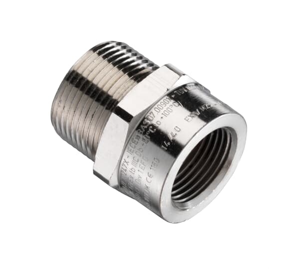 Thomas & Betts Nickel Plated Brass, Hose Adapter, 1/2 in Nominal Size, 1/2 in NPT, Nickel Plated Brass, Metallic IP66