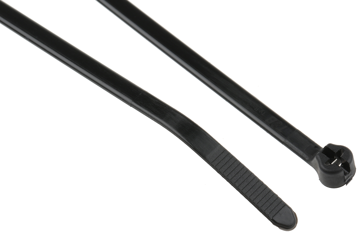 Thomas & Betts Cable Tie, Stainless Steel Barb Locking, 186 mm x 4.8mm, Black Polyamide 66