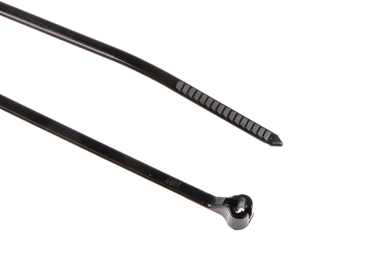 Thomas & Betts Cable Tie, Stainless Steel Barb Locking, 92 mm x 2.4mm, Black Polyamide 66