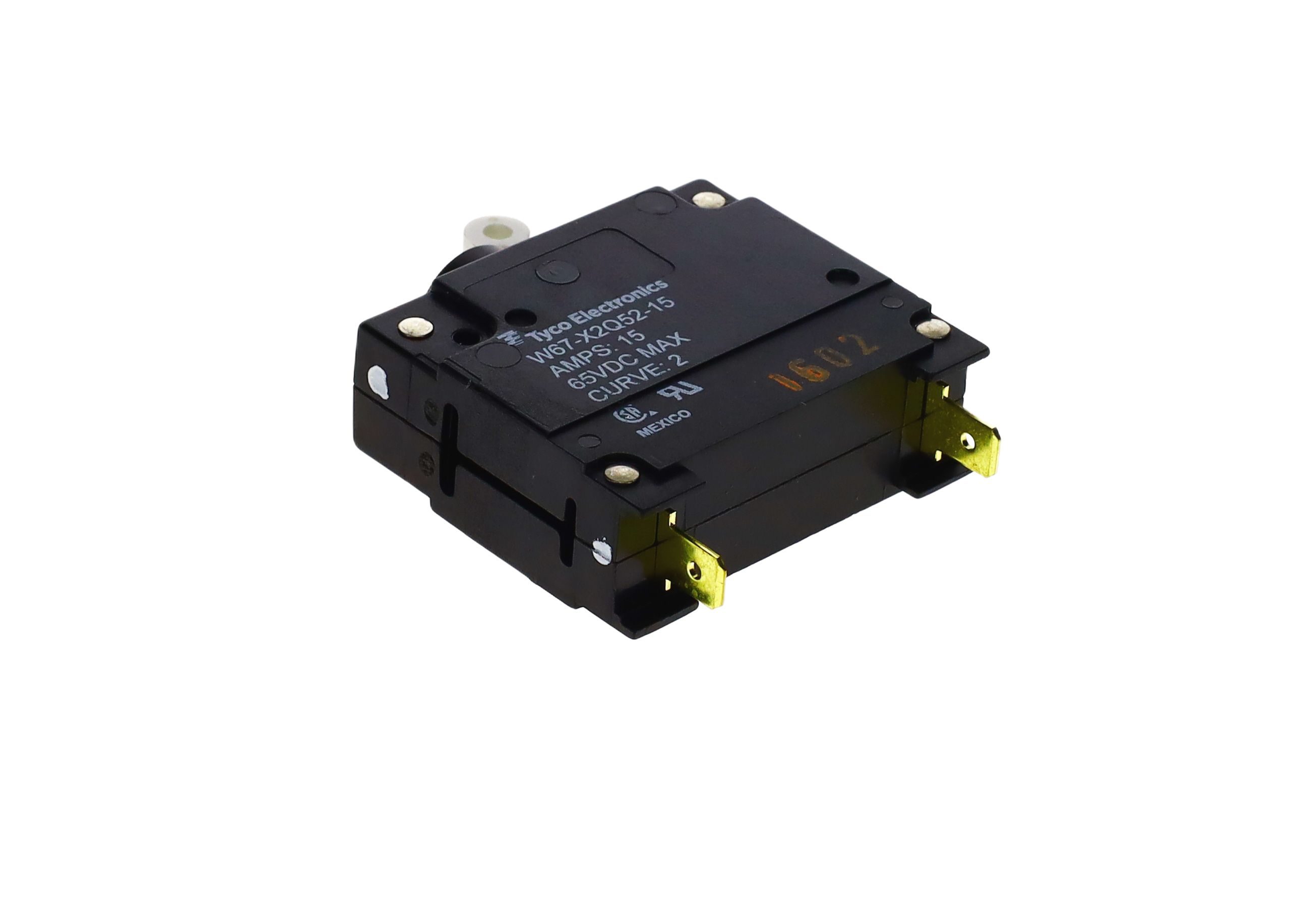 TE Connectivity W67 W67 Circuit Breaker - 1-Pole, Panel Mount, 15A Current Rating, 5000 A, 65 V