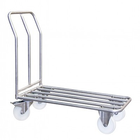 FIMM 1 Stainless Steel 2 Fixed + 2 Swivel with Brake Trolley, 1000 mm, 400 kg Load, 518 mm