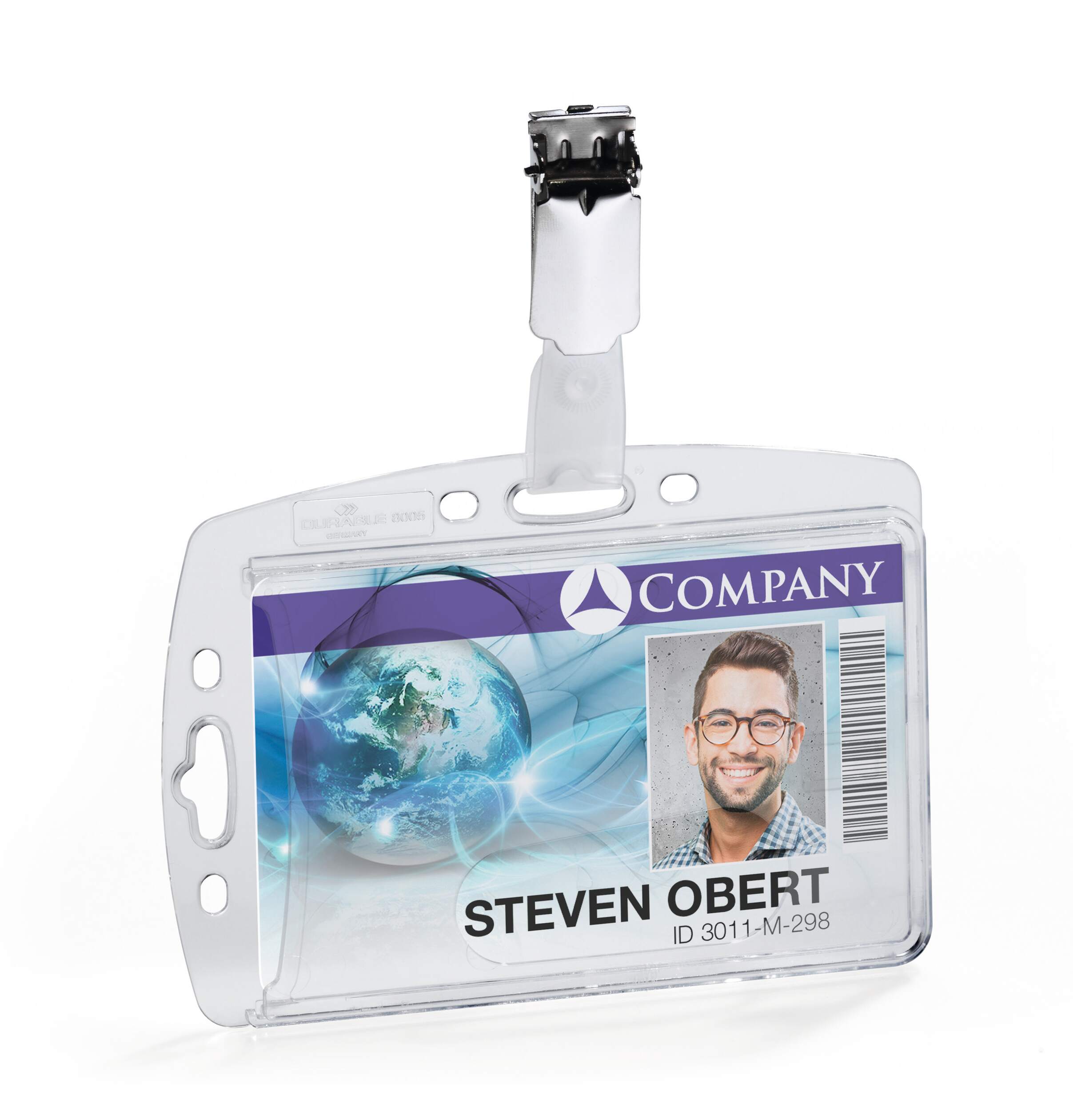 8005-19 Durable Transparent Acrylic Badge Holder with Clip Badge Reel