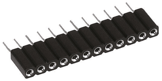 10 Way Preci-Dip Right Angle Surface 2.54 mm Pitch SIL Socket 100 V ac, 150V dc, Solder, 3A
