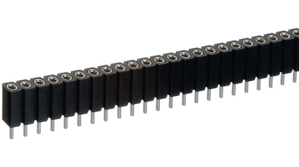 Preci-Dip 801 Series Straight Through Hole PCB Header, 20 Contact(s), 2.54 mm Pitch, 1 Row, Unshrouded