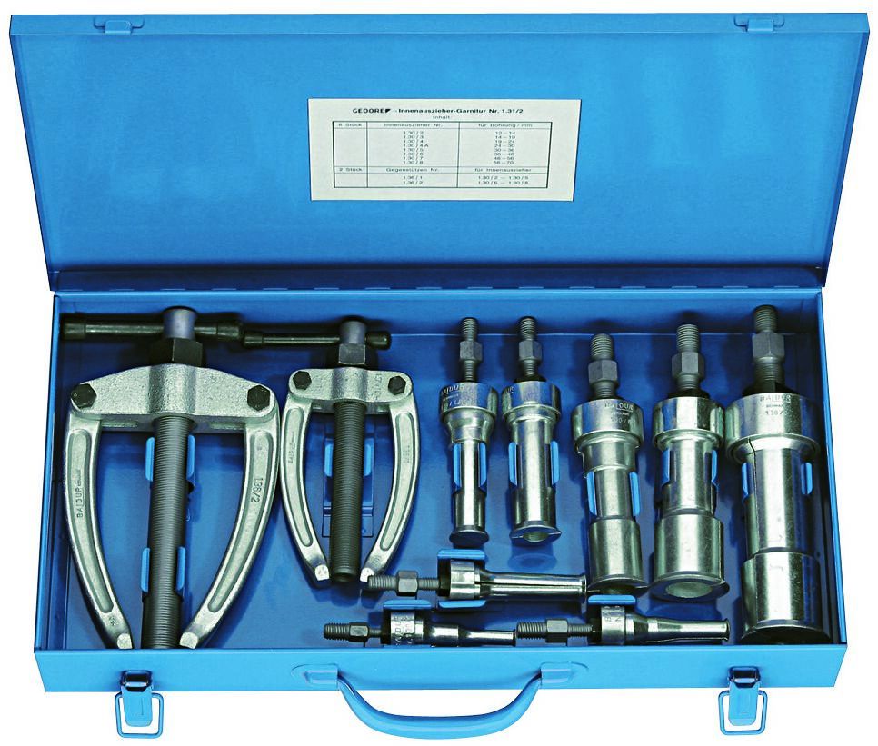 Gedore Mechanical Puller Kit, 12 to 70 mm, 10-Piece
