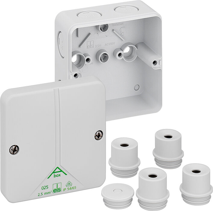 Spelsberg Abox 025-L Series Grey Polystyrene Junction Box, IP65, IP54, 0 Terminals, 87 mm, 82mm 52 mm