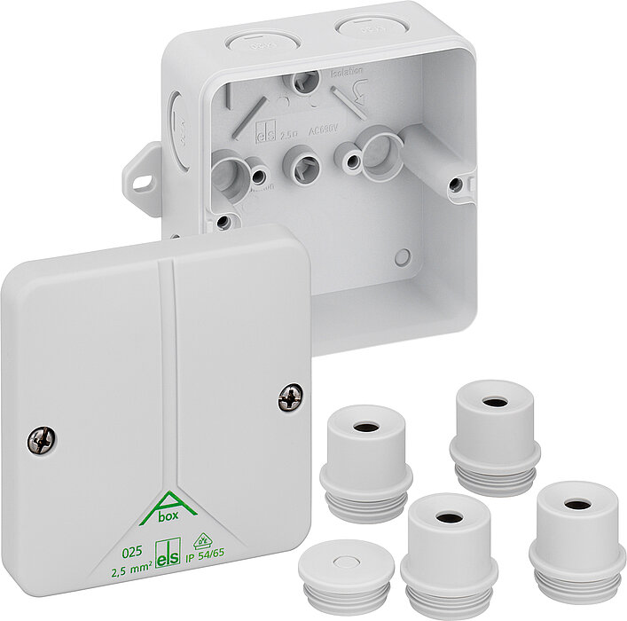 Spelsberg Abox 025 AB-L Series Grey Polystyrene Junction Box, IP65, IP54, 0 Terminals, 87 mm, 82mm 52 mm