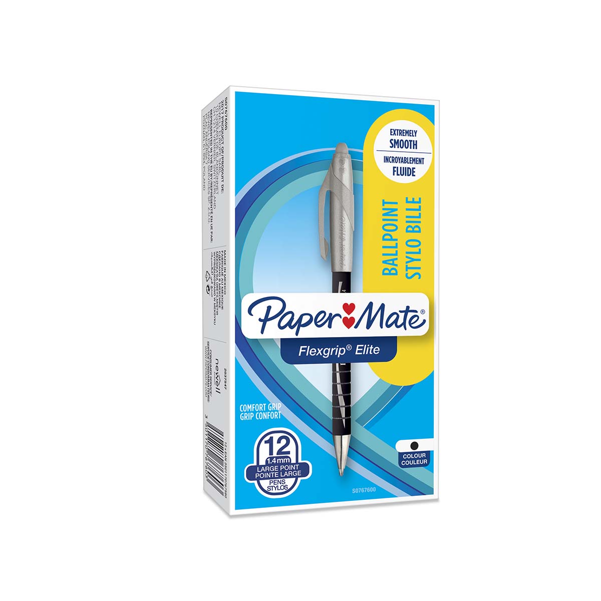 s0767600 Paper Mate Black Ball Point Pen, 1.4 mm Tip Size