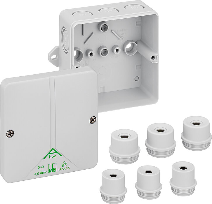 Spelsberg Abox m 040 Series Grey Polystyrene Junction Box, IP54, IP65, 0 Terminals, VDE, 102 mm, 94mm 57 mm