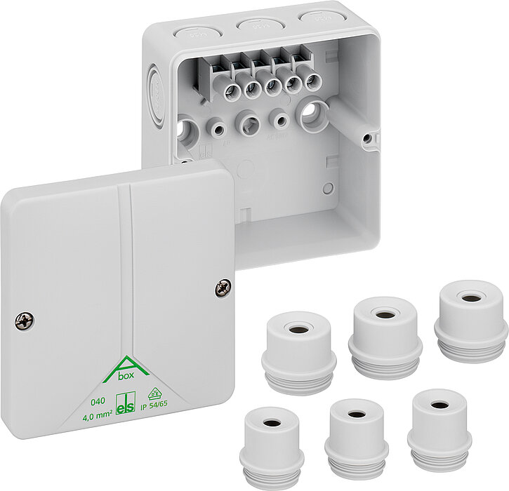 Spelsberg Abox 040-4² Series Grey Polystyrene Junction Box, IP54, IP65, 5 Terminals, 102 mm, 94mm 57 mm