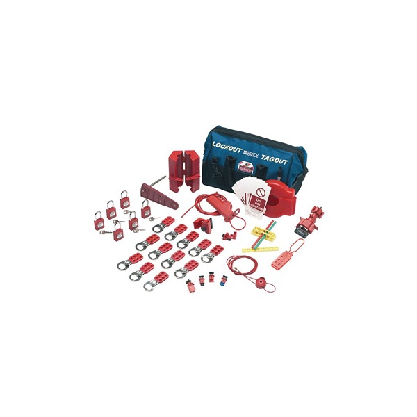 Brady Red Lockout Kit Stainless Steel, Glass Filled Nylon, Brass Lockout Kit