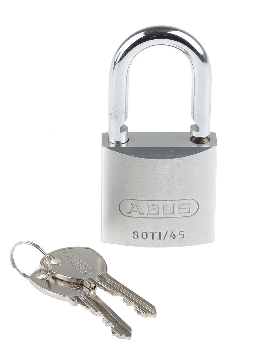 ABUS Keyed Titalium Weatherproof Padlock Weatherproof, 8 mm Shackle, 45mm Body