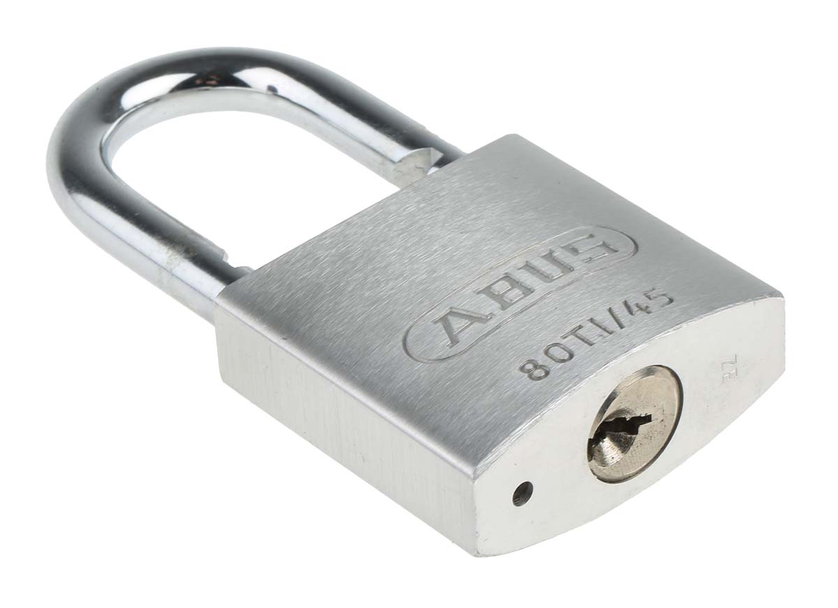 80ti45 ABUS Keyed Titalium Weatherproof Padlock Weatherproof, 8 mm Shackle, 45mm Body