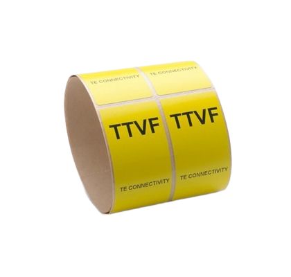 TE Connectivity Yellow Black Print Label Printer Label, 1 in Width, 1 Roll Qty, 100 ft