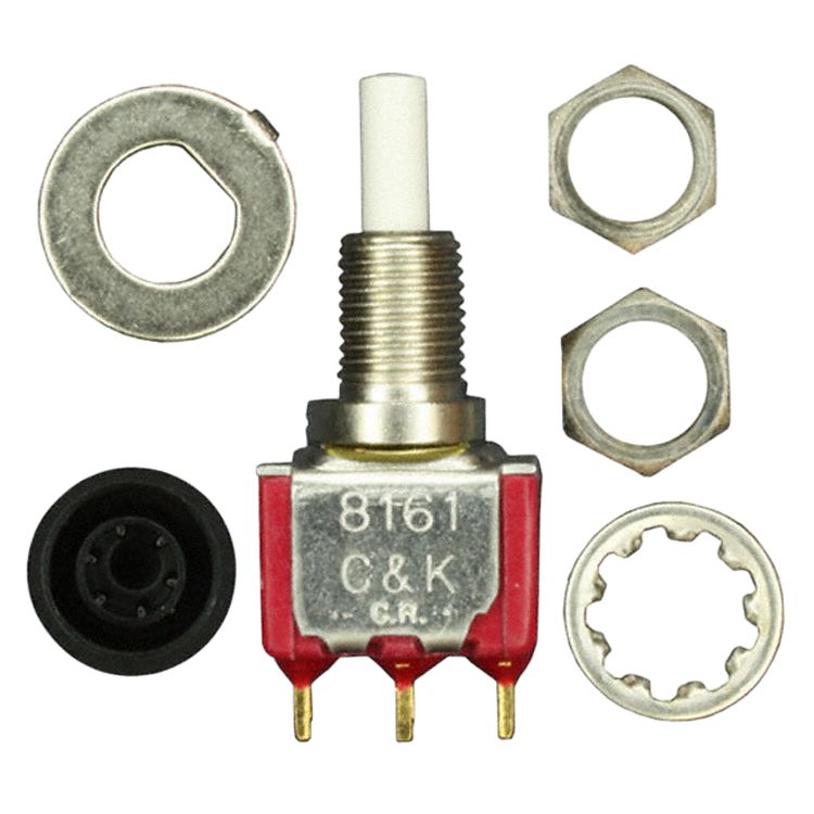 C & K 8060 Series Pushbutton, Alternate, Panel Mount, 6.35 mm Cutout, SPDT, 28 V 120 V