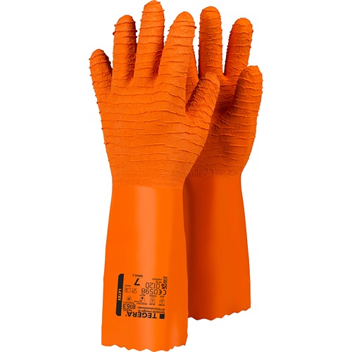 Tegera TEGERA Orange Cotton Work Gloves, Size 10, Latex Coating