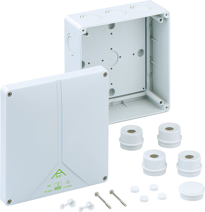 Spelsberg Abox 160-L Series Grey Polystyrene Junction Box, IP65, IP54, 0 Terminals, 182 mm, 180mm 90 mm