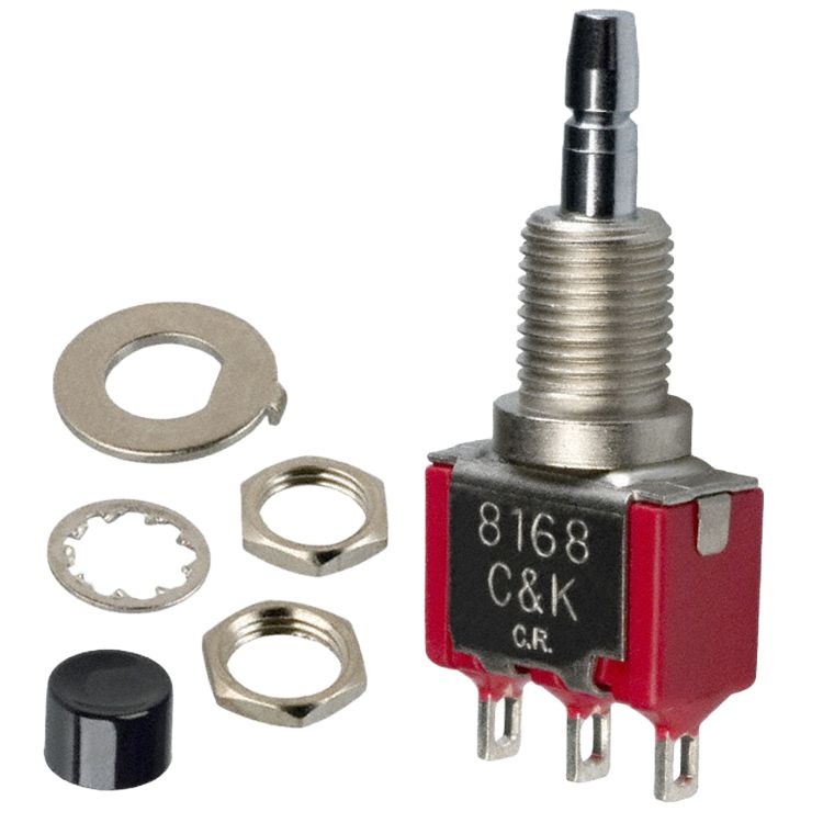 C & K 8020 Series Pushbutton, Momentary, Panel Mount, 6.35 mm Cutout, SPDT, 28 V 120 V