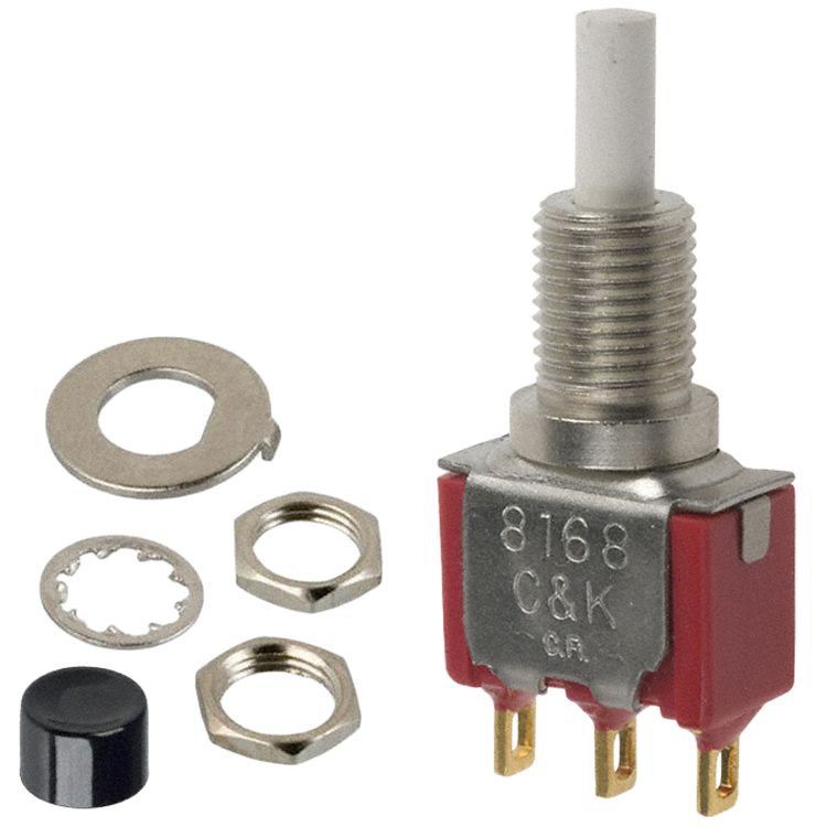 C & K 8020 Series Pushbutton, Momentary, Panel Mount, 6.35 mm Cutout, SPDT, 28 V 120 V