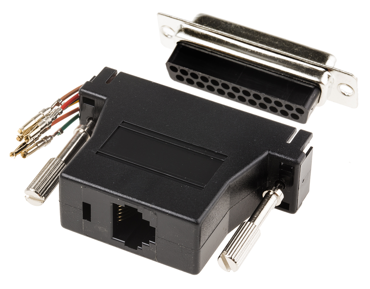 818-687 RS PRO D-Sub Adapter 25-Way D-Sub to Female Female RJ11 Female Female