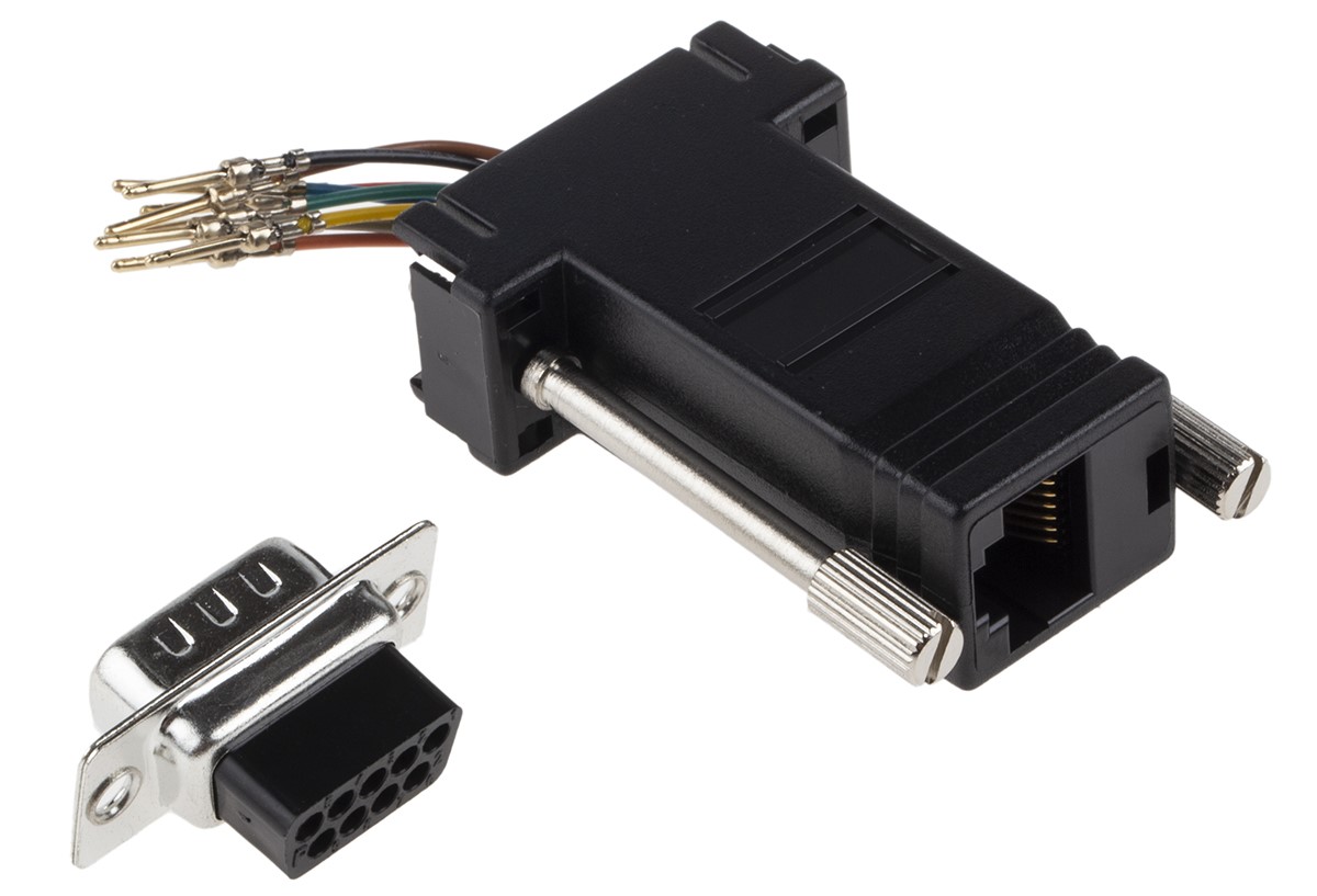 818-693 RS PRO D-Sub Adapter 9-Way D-Sub to Male Male RJ45 Female Female