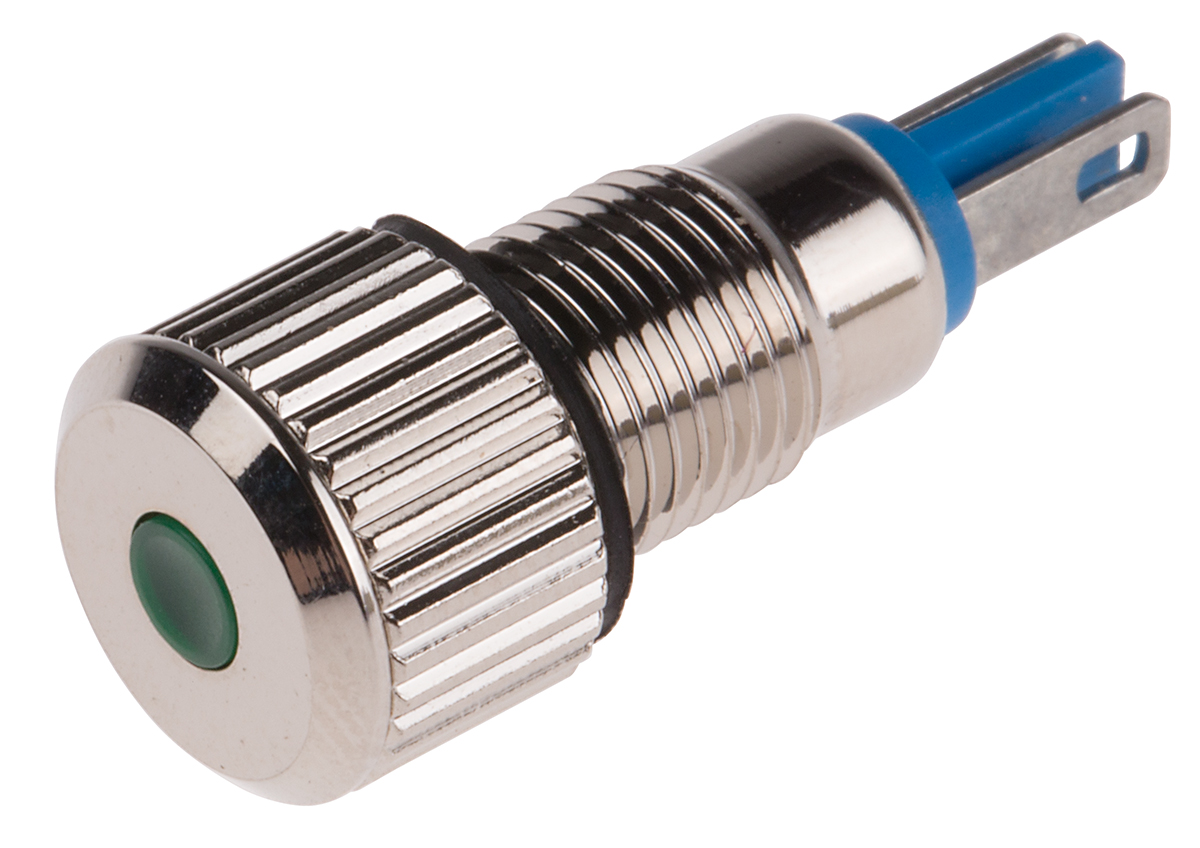 RS PRO Green Panel Mount Indicator, 24V, Lead Wire Termination, IP67