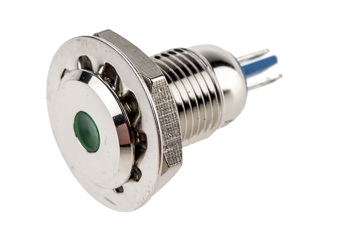 RS PRO Green Panel Mount Indicator, 24V, Lead Wire Termination, IP67
