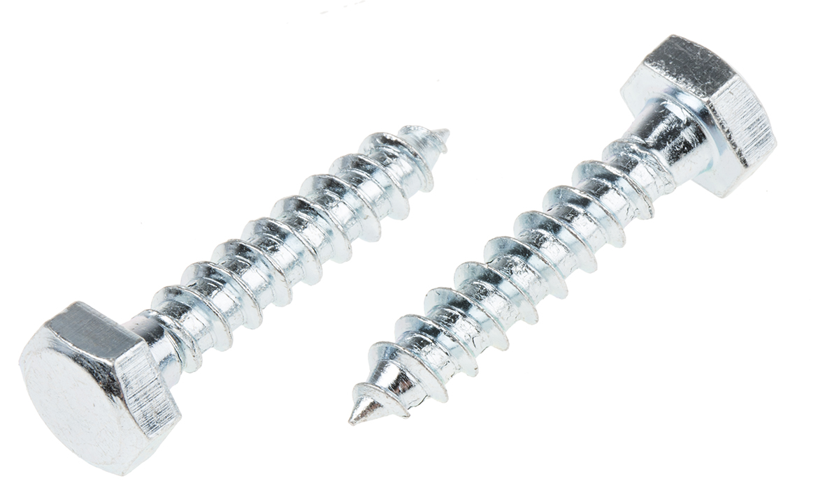 RS PRO Hex Coach Screw, Steel Bright Zinc, M12 x 30 mm x 12 mm