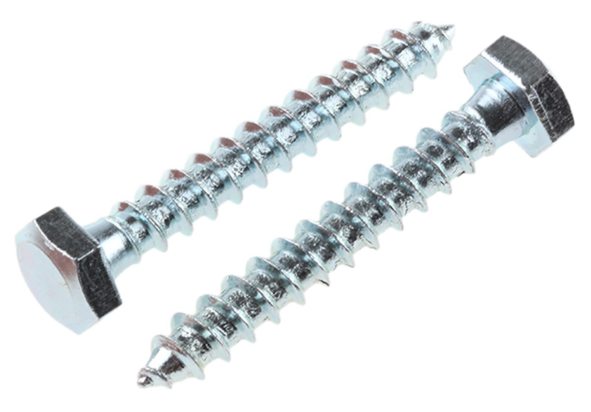 RS PRO Hex Coach Screw, Steel Bright Zinc, M12 x 40 mm x 12 mm