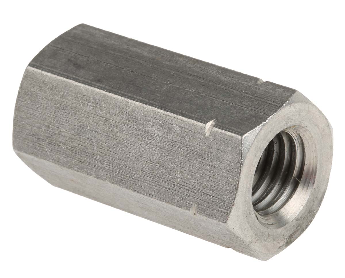 RS PRO 36 mm Plain Stainless Steel Coupling Nut, M12